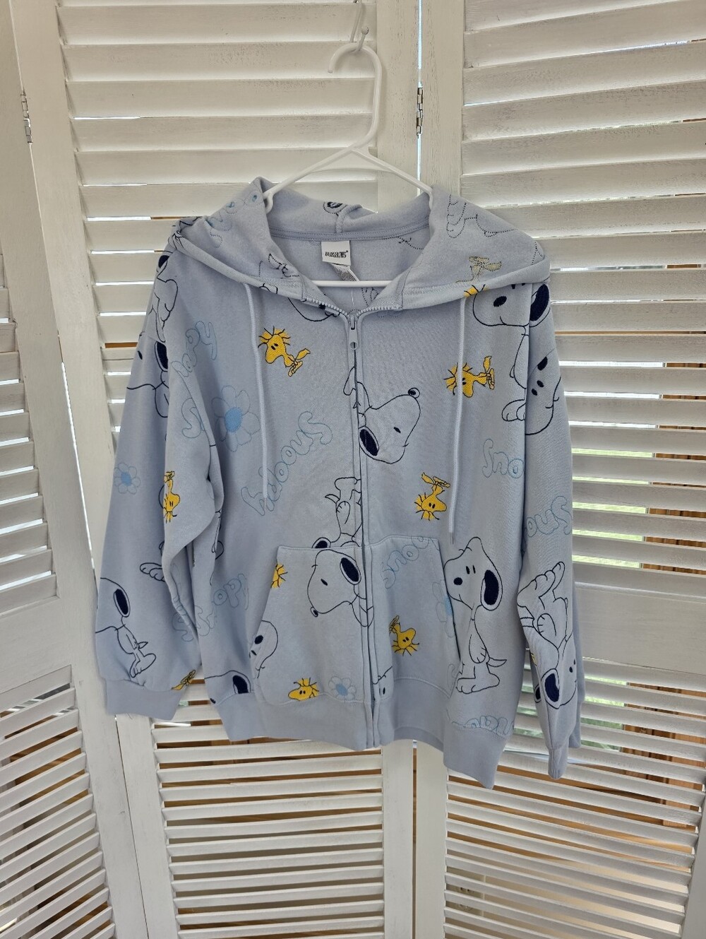 Peanuts Embroidered Hoddie 'Snoopy & Woodstock' Women's Size L